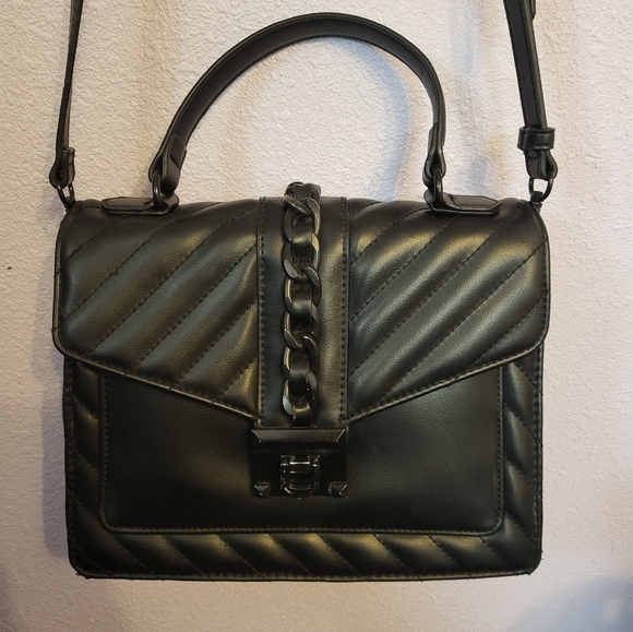 Aldo Bags Aldo Quilted Satchel Handbag Black With Chain Poshmark